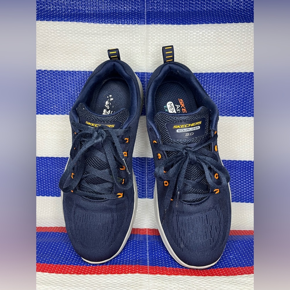 Skechers Track Moulton Shoes Mens Navy Blue Memory Foam Washable Sneakers 10.5 - Picture 12 of 16